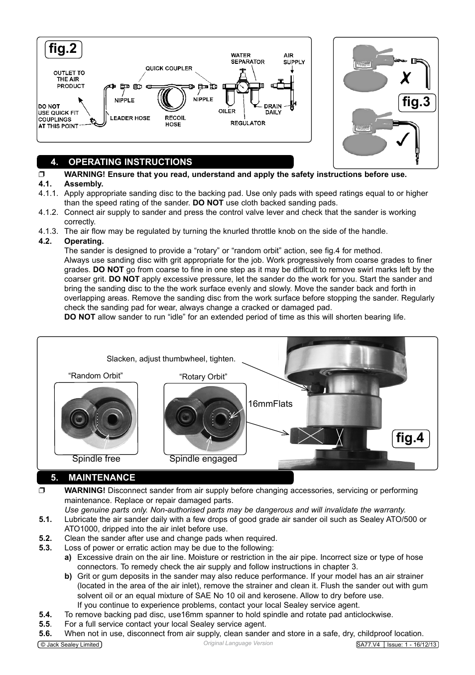 Fig.2 fig.3, Fig.4 | Sealey SA77 User Manual | Page 3 / 4