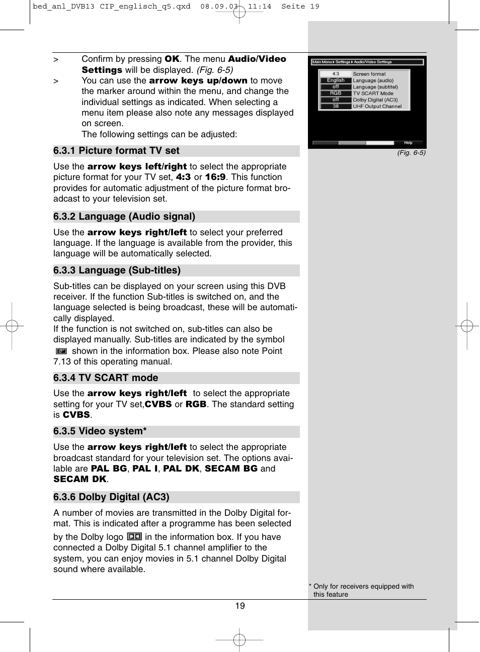 Dolby Laboratories Digital-Satellite-Receiver User Manual | Page 19 / 66