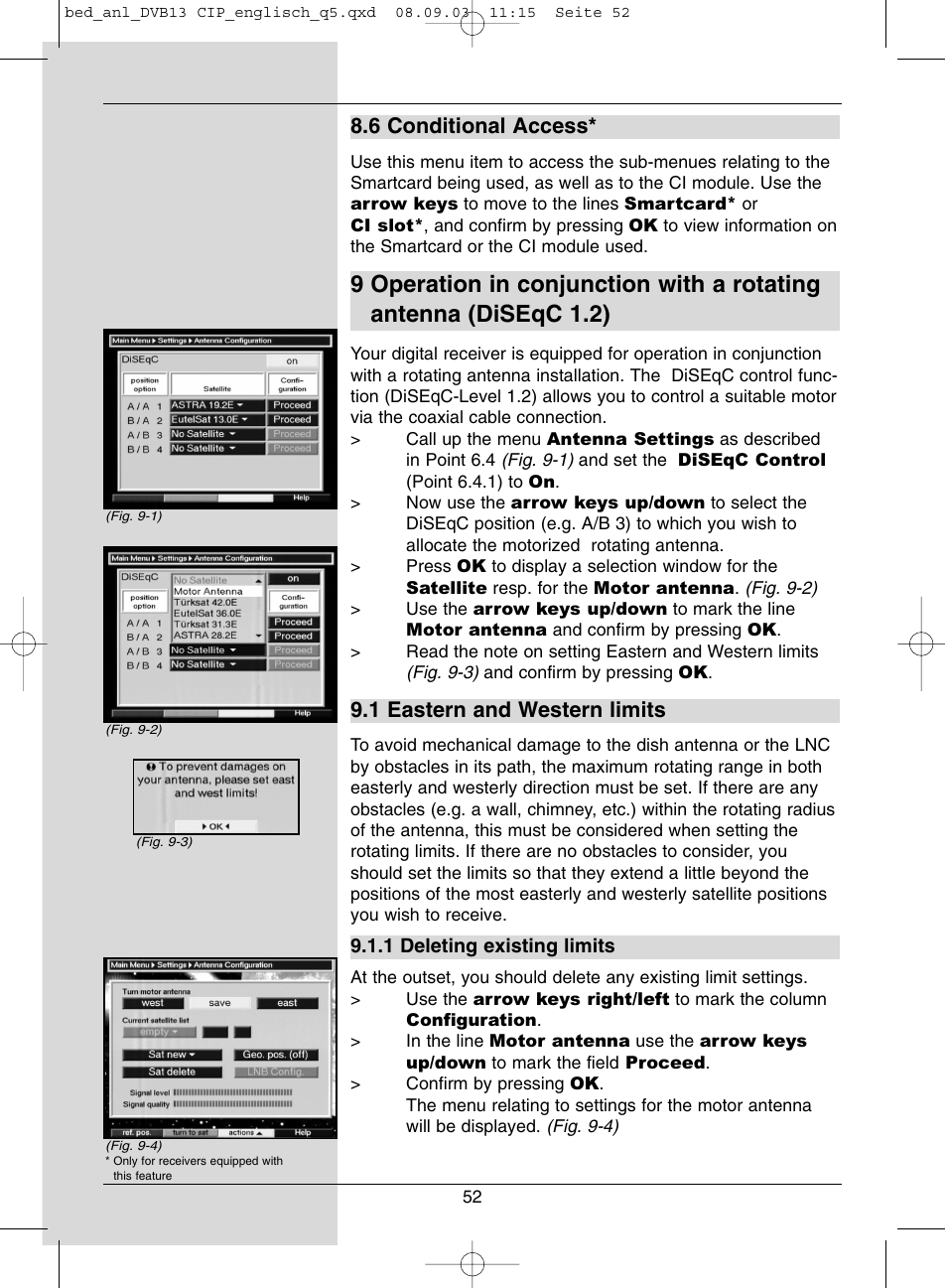 6 conditional access, 1 eastern and western limits | Dolby Laboratories Digital-Satellite-Receiver User Manual | Page 52 / 66