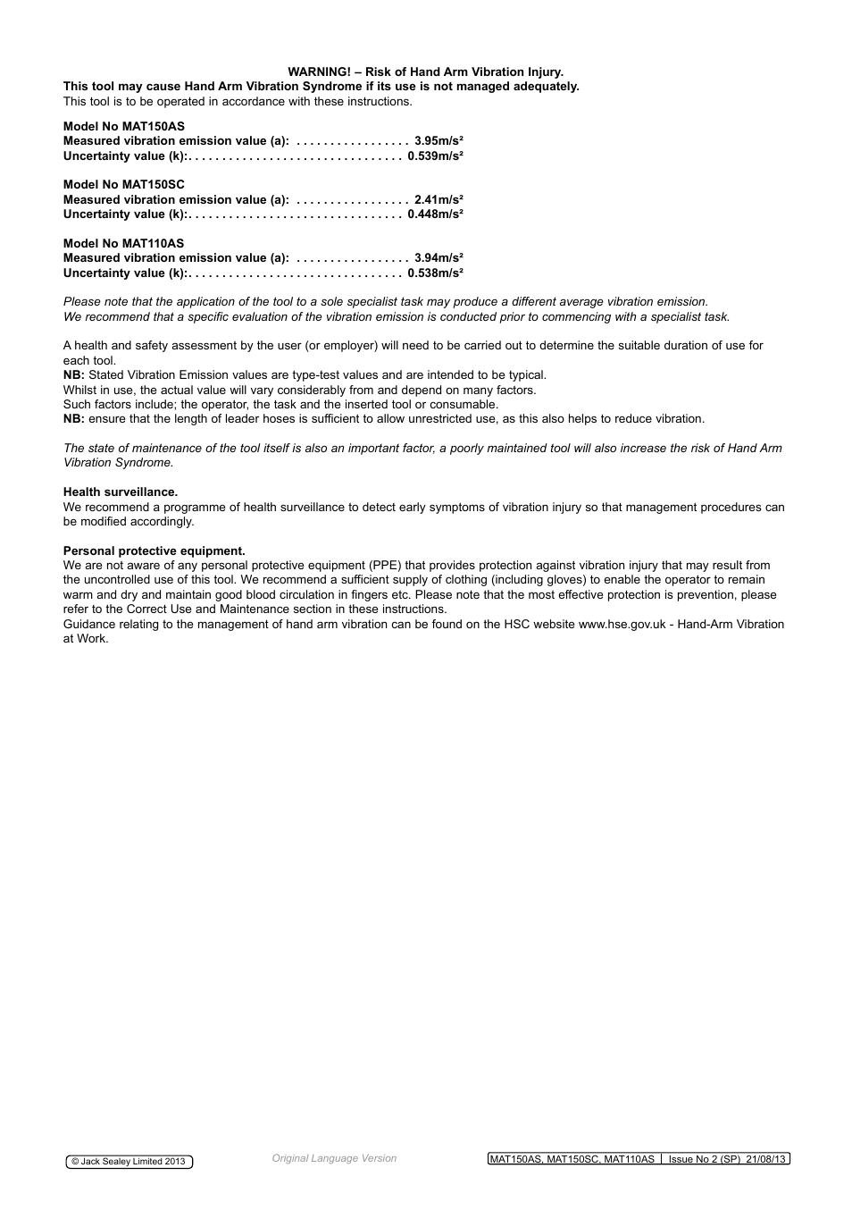 Sealey MAT150AS User Manual | Page 4 / 4