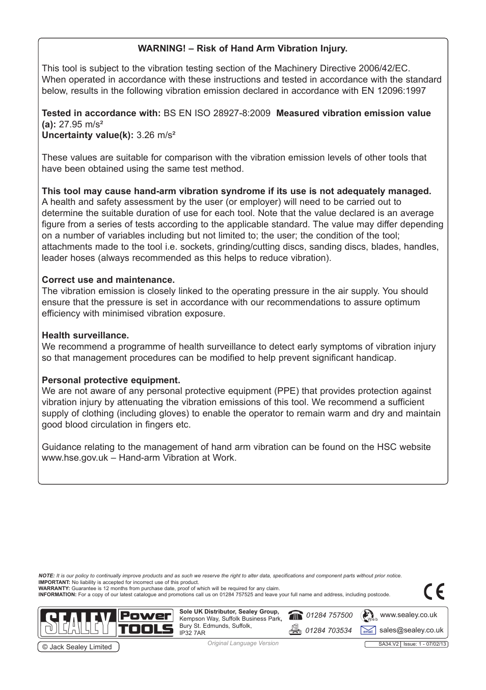 Sealey SA34 User Manual | Page 4 / 4