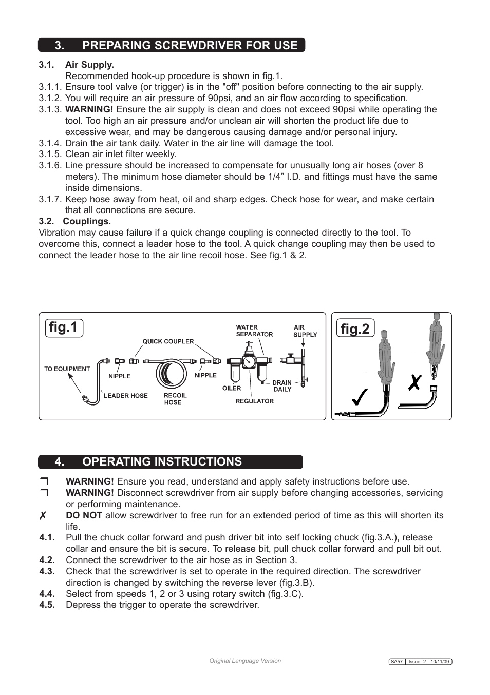 Fig.1 fig.2 | Sealey SA57 User Manual | Page 2 / 3