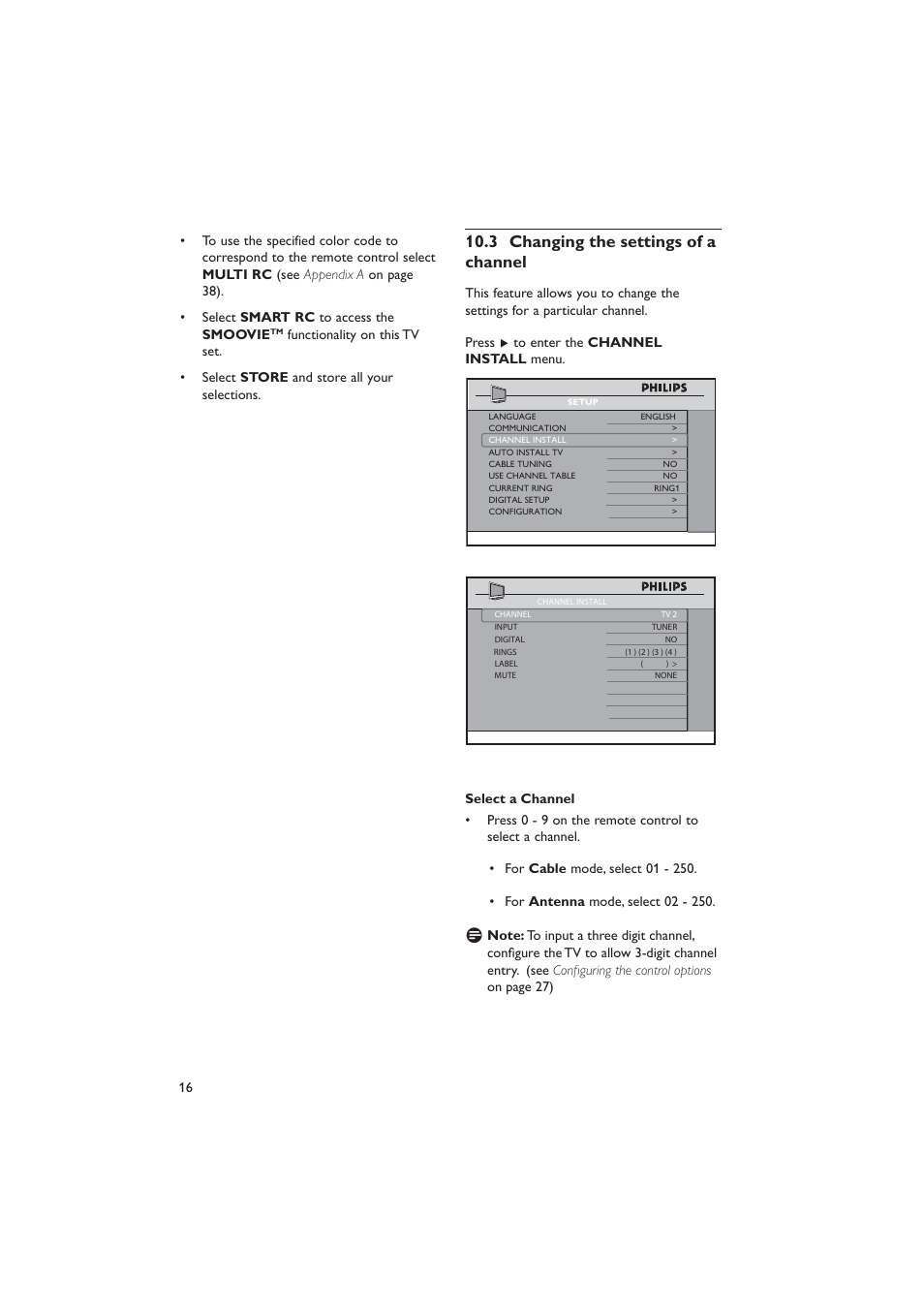 3 changing the settings of a channel | Dolby Laboratories RC2573GR User Manual | Page 17 / 51