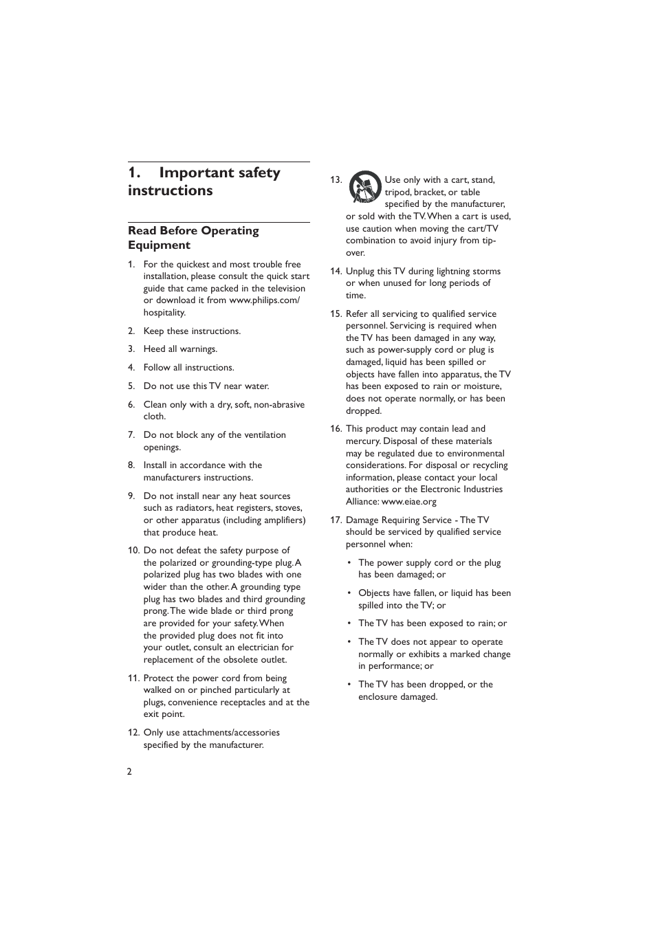 Important safety instructions | Dolby Laboratories RC2573GR User Manual | Page 3 / 51