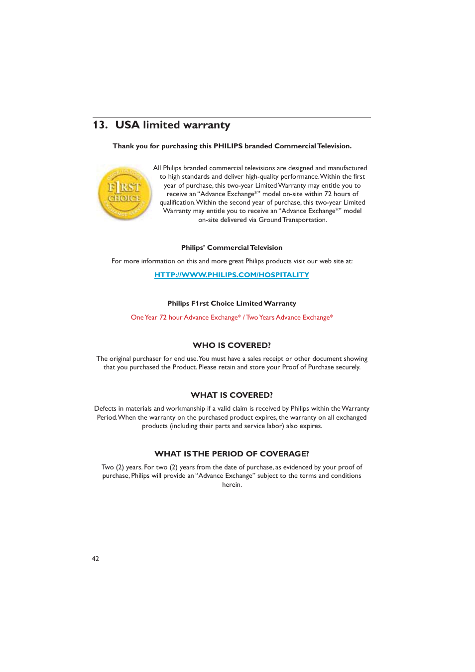 Usa limited warranty | Dolby Laboratories RC2573GR User Manual | Page 43 / 51