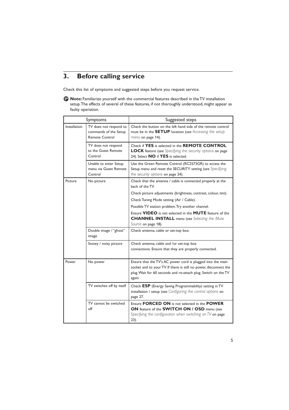 Before calling service | Dolby Laboratories RC2573GR User Manual | Page 6 / 51