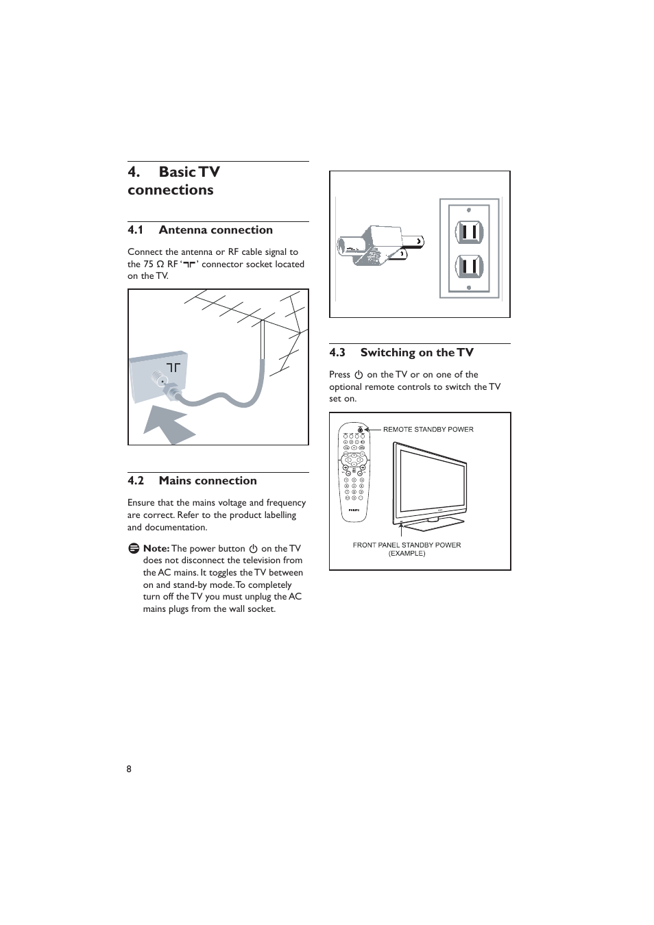Basic tv 4. connections | Dolby Laboratories RC2573GR User Manual | Page 9 / 51