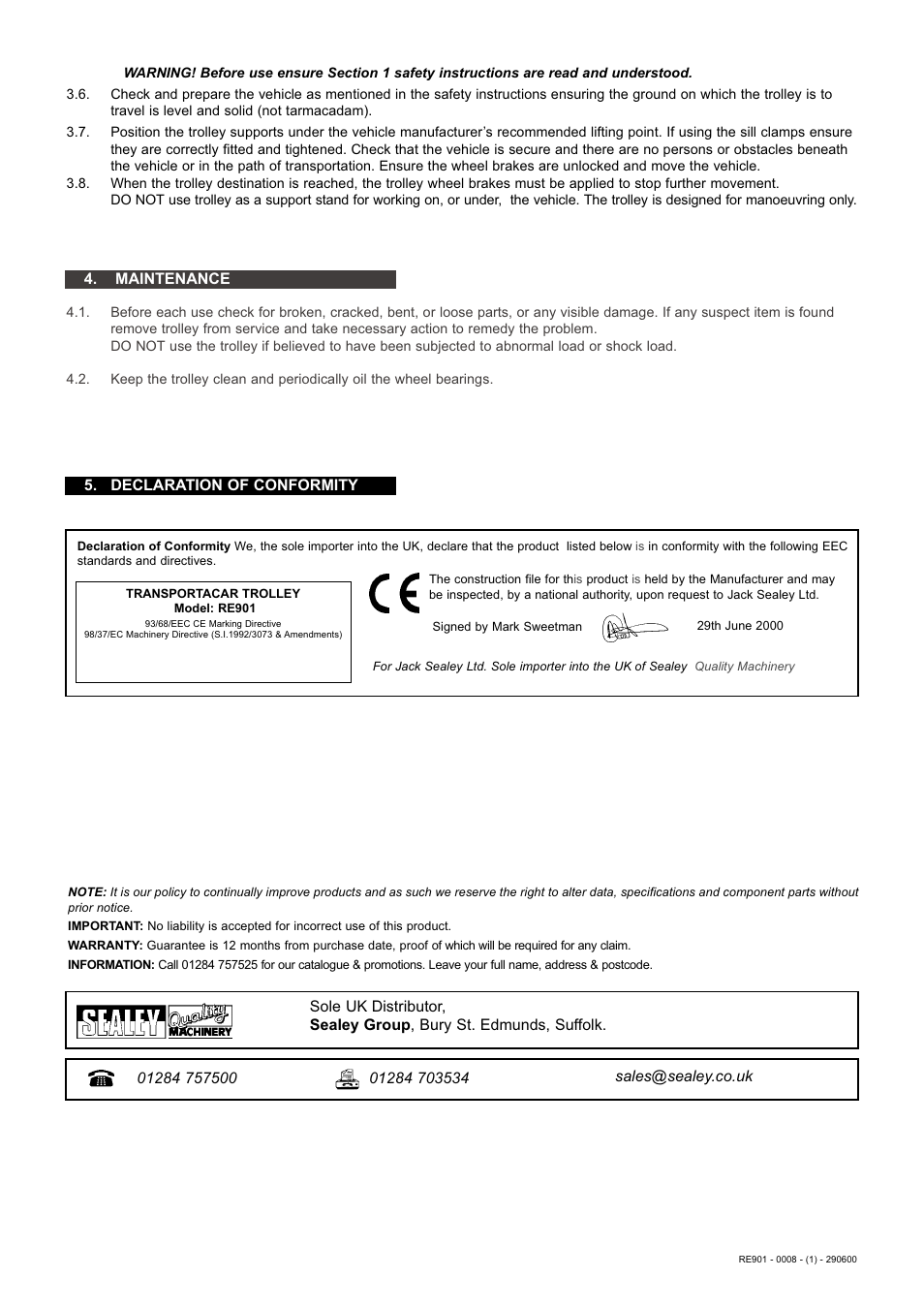 Sealey RE901 User Manual | Page 2 / 2