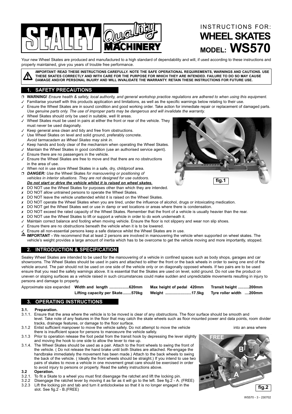 Sealey WS570 User Manual | 2 pages