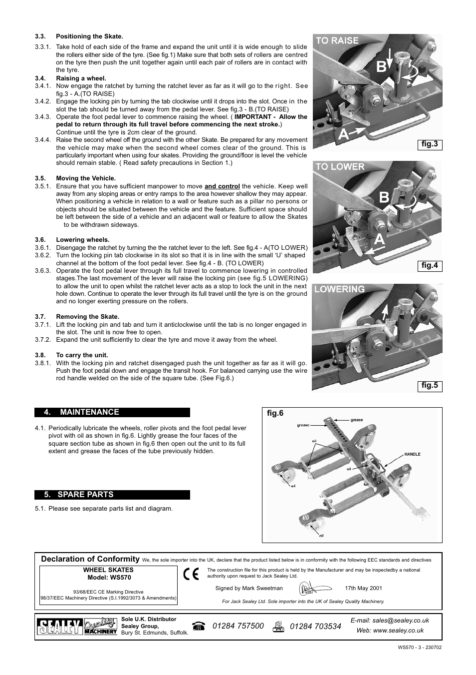 Fig.3 fig.5 fig.4 fig.6 | Sealey WS570 User Manual | Page 2 / 2