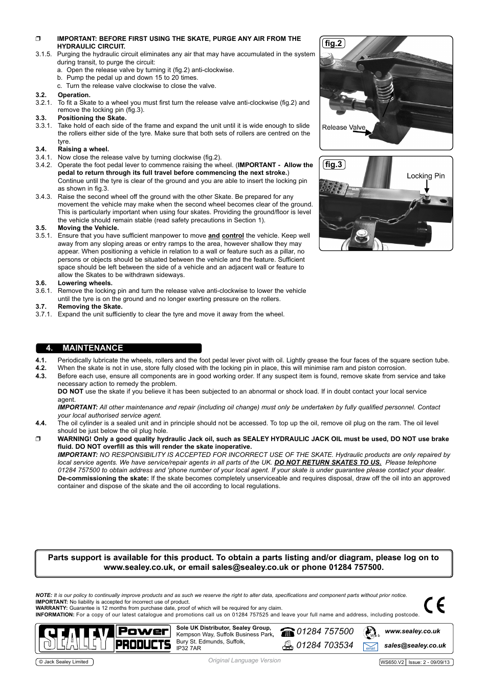 Maintenance fig.2 fig.3 | Sealey WS650 User Manual | Page 2 / 2