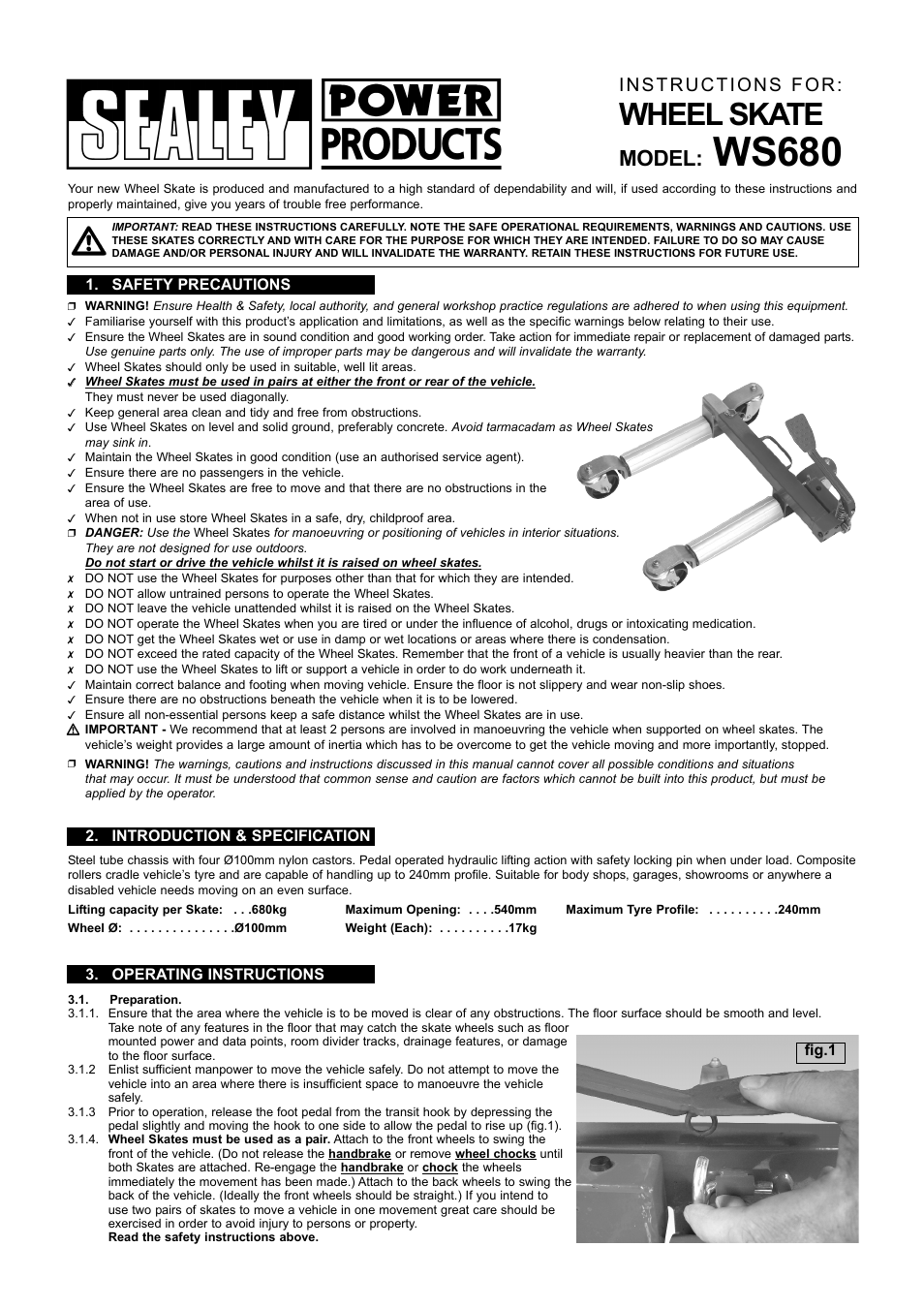 Sealey WS680 User Manual | 2 pages