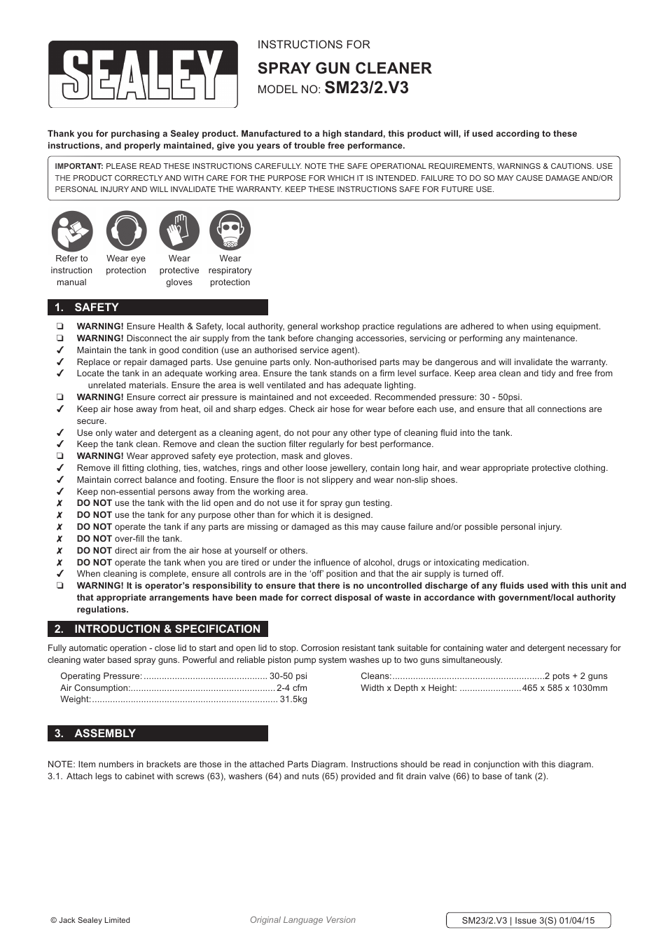 Sealey SM23/2 User Manual | 3 pages