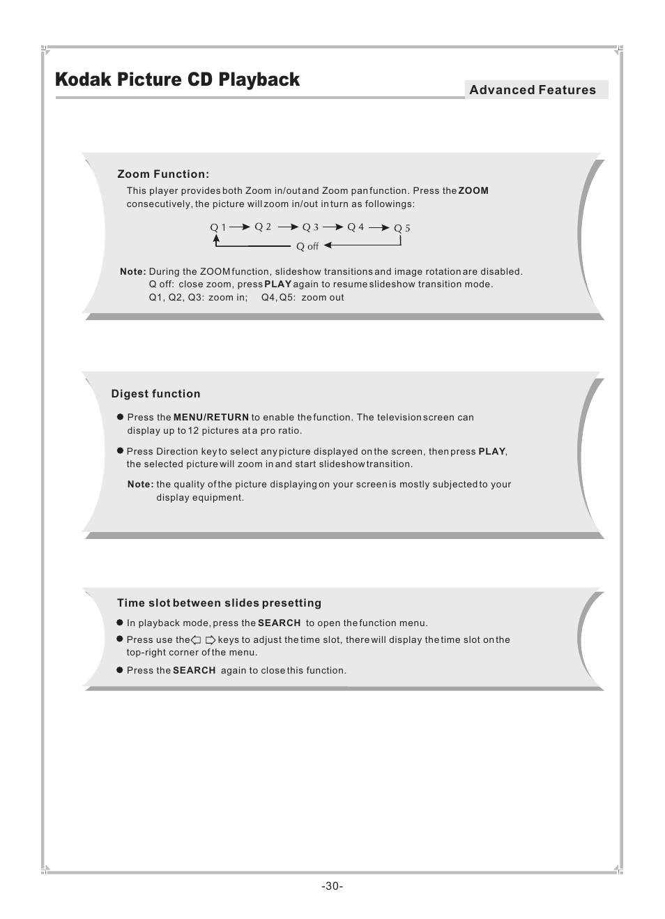 Kodak picture cd playback | Dolby Laboratories DVP650 User Manual | Page 31 / 35