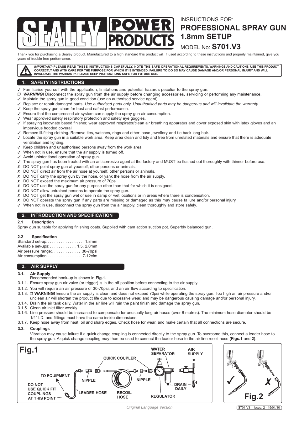 Sealey S701 User Manual | 3 pages