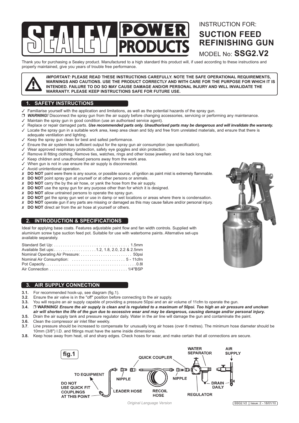 Sealey SSG2 User Manual | 3 pages