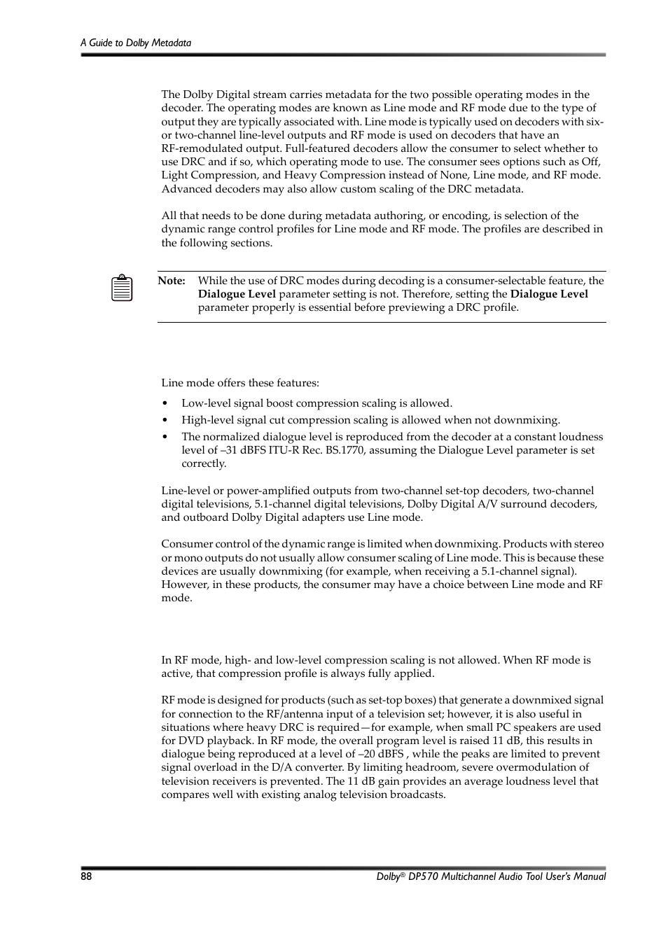 Dolby Laboratories Multichannel Audio Tool DP570 User Manual | Page 104 / 123