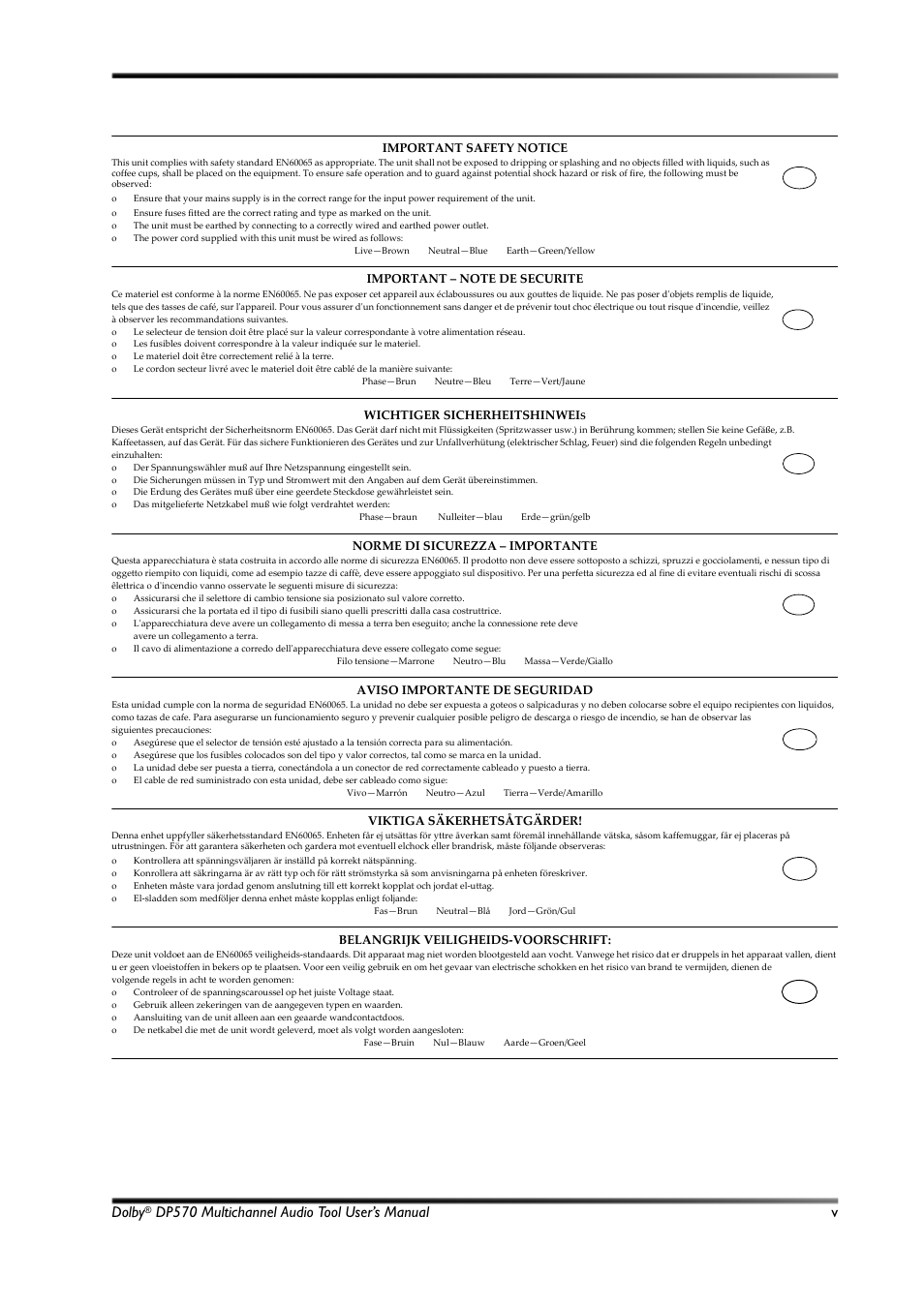 Dolby, Dp570 multichannel audio tool user’s manual v | Dolby Laboratories Multichannel Audio Tool DP570 User Manual | Page 5 / 123