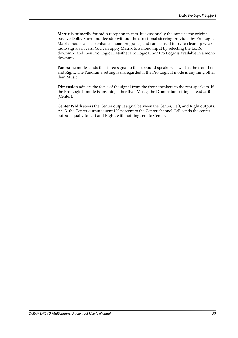 Dolby Laboratories Multichannel Audio Tool DP570 User Manual | Page 55 / 123