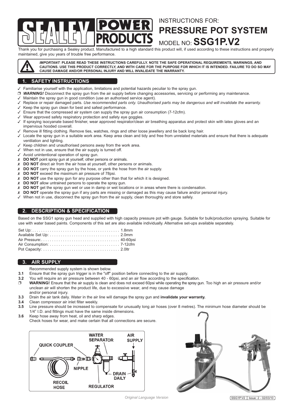 Sealey SSG1P User Manual | 2 pages