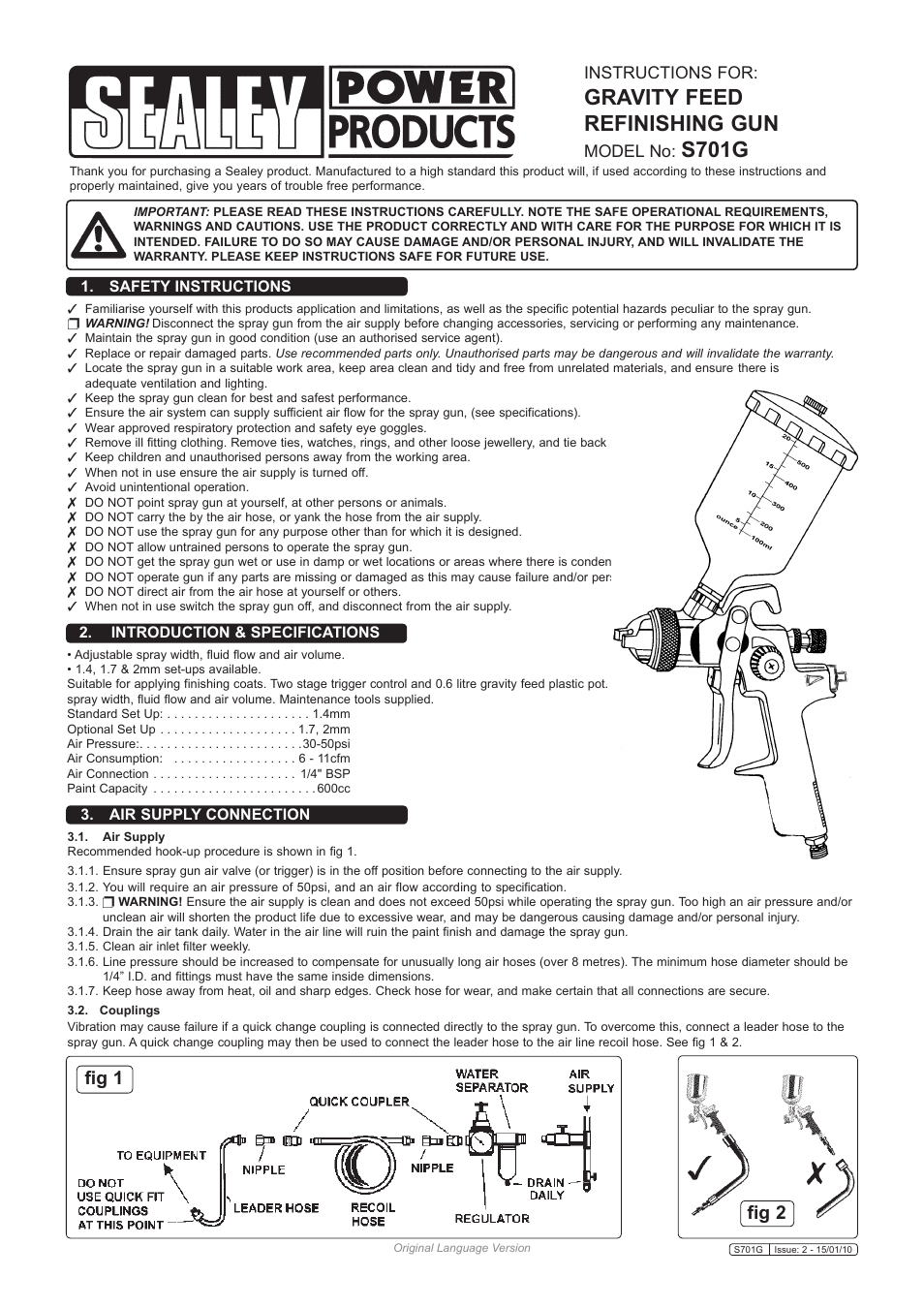 Sealey S701G User Manual | 3 pages