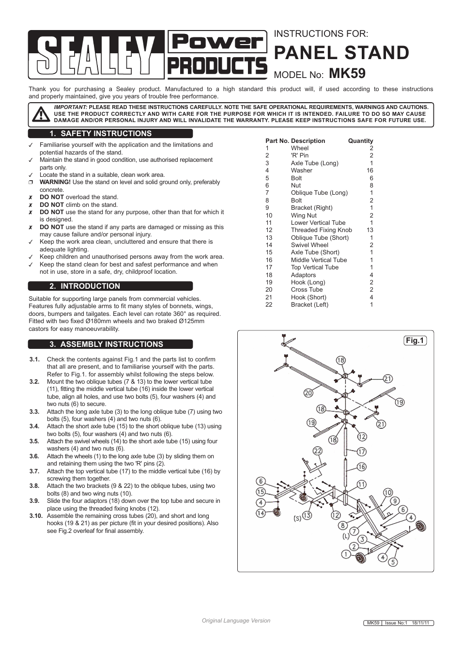 Sealey MK59 User Manual | 2 pages