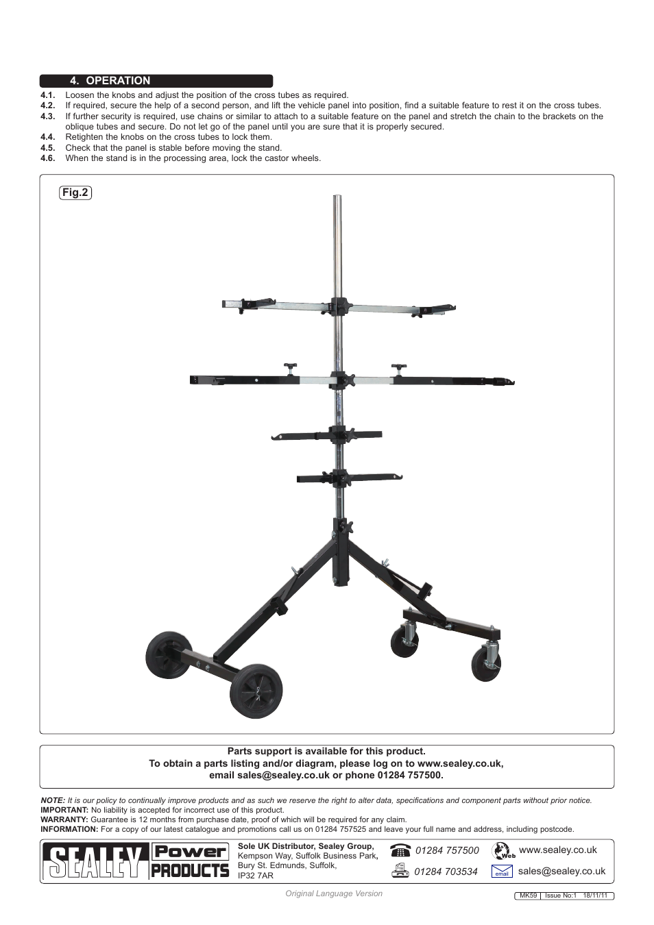 Operation, Fig.2 | Sealey MK59 User Manual | Page 2 / 2