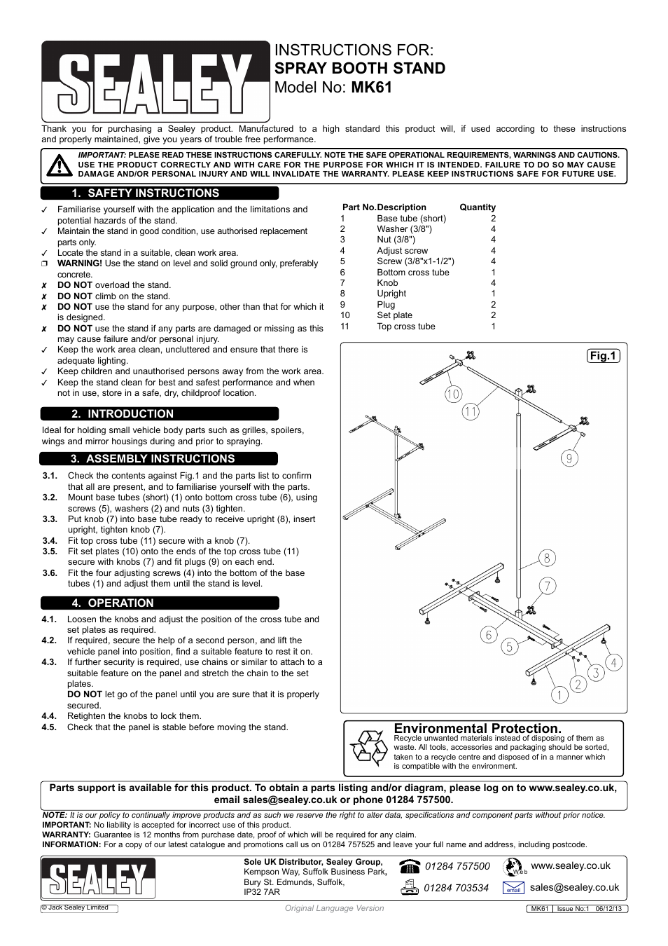 Sealey MK61 User Manual | 1 page