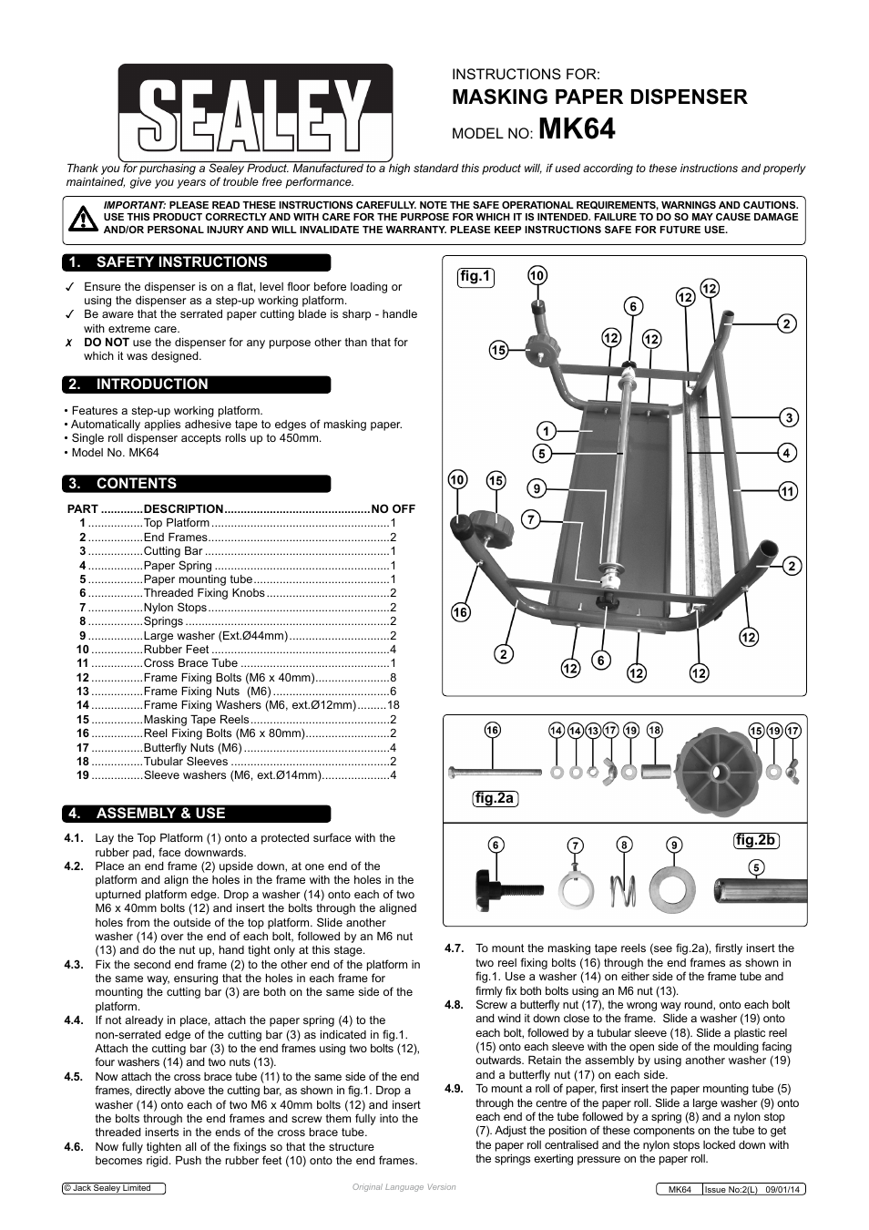 Sealey MK64 User Manual | 2 pages