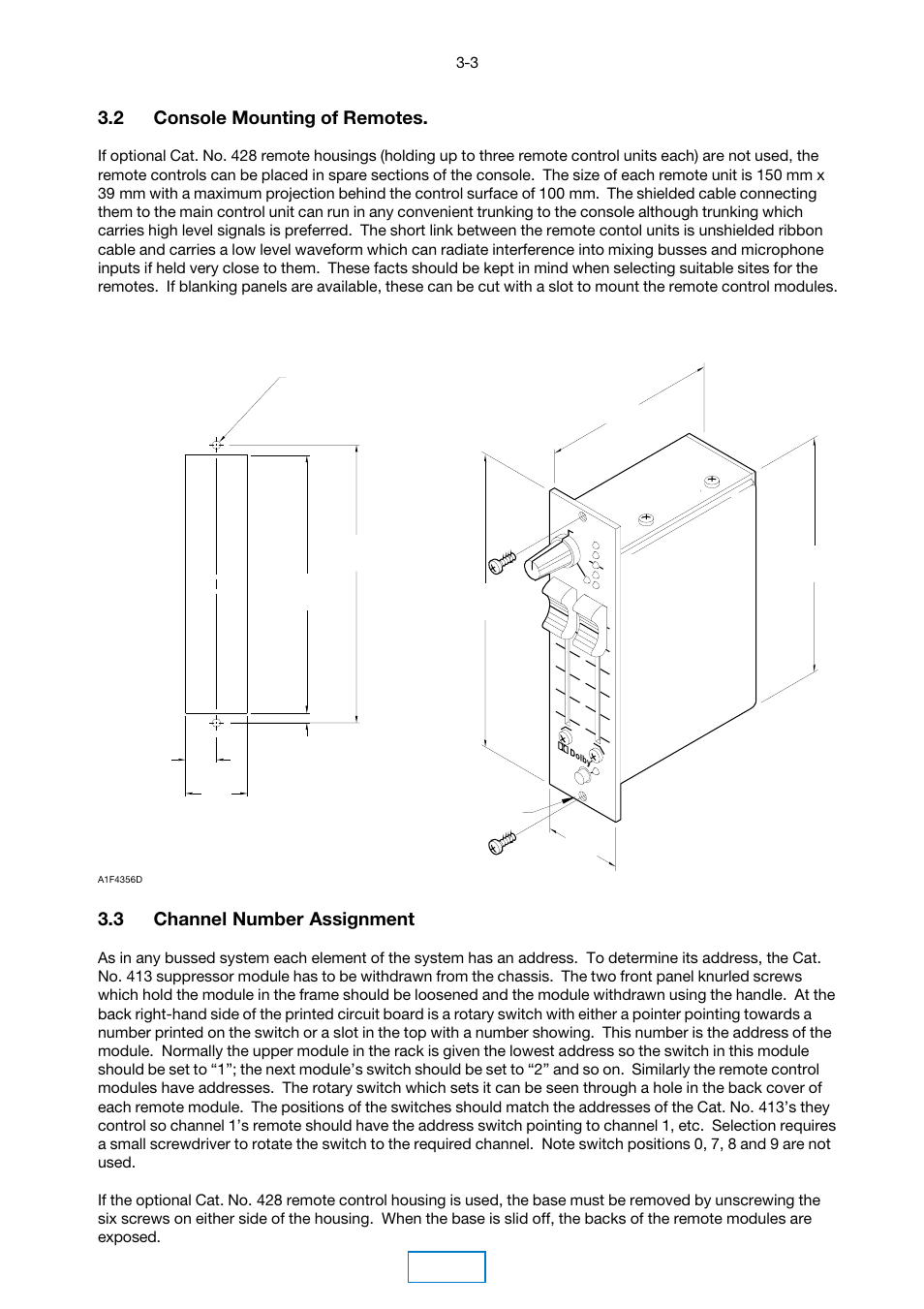 2 console mounting of remotes, 3 channel number assignment, Main | Dolby Laboratories 430 User Manual | Page 14 / 21