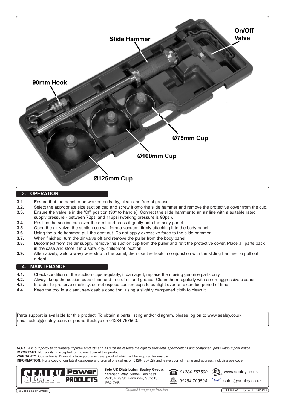 Sealey RE101 User Manual | Page 2 / 2