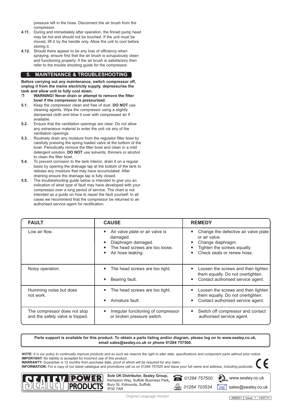 Sealey AB9001 User Manual | Page 3 / 3