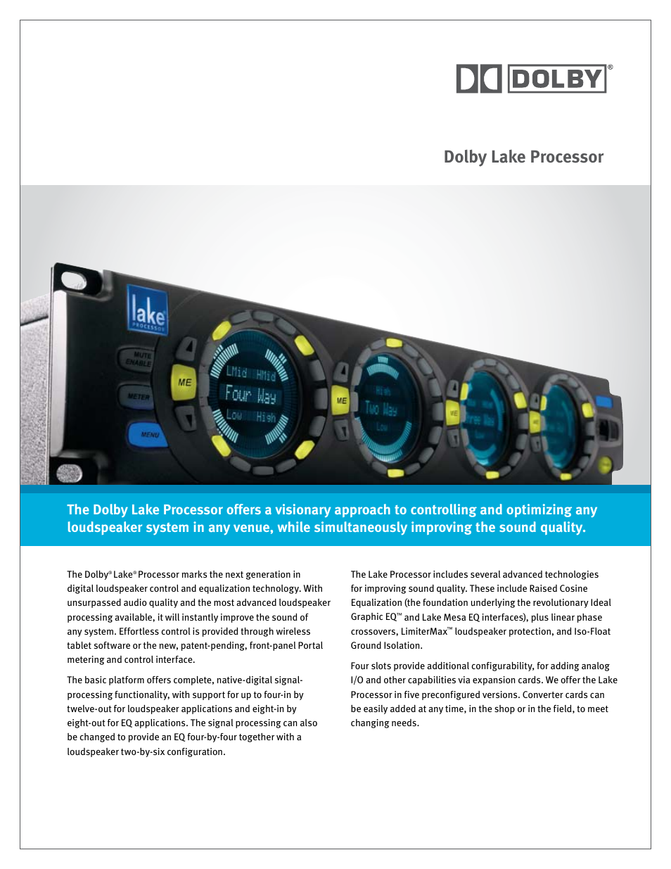 Dolby Laboratories Digital Loudspeaker User Manual | 4 pages