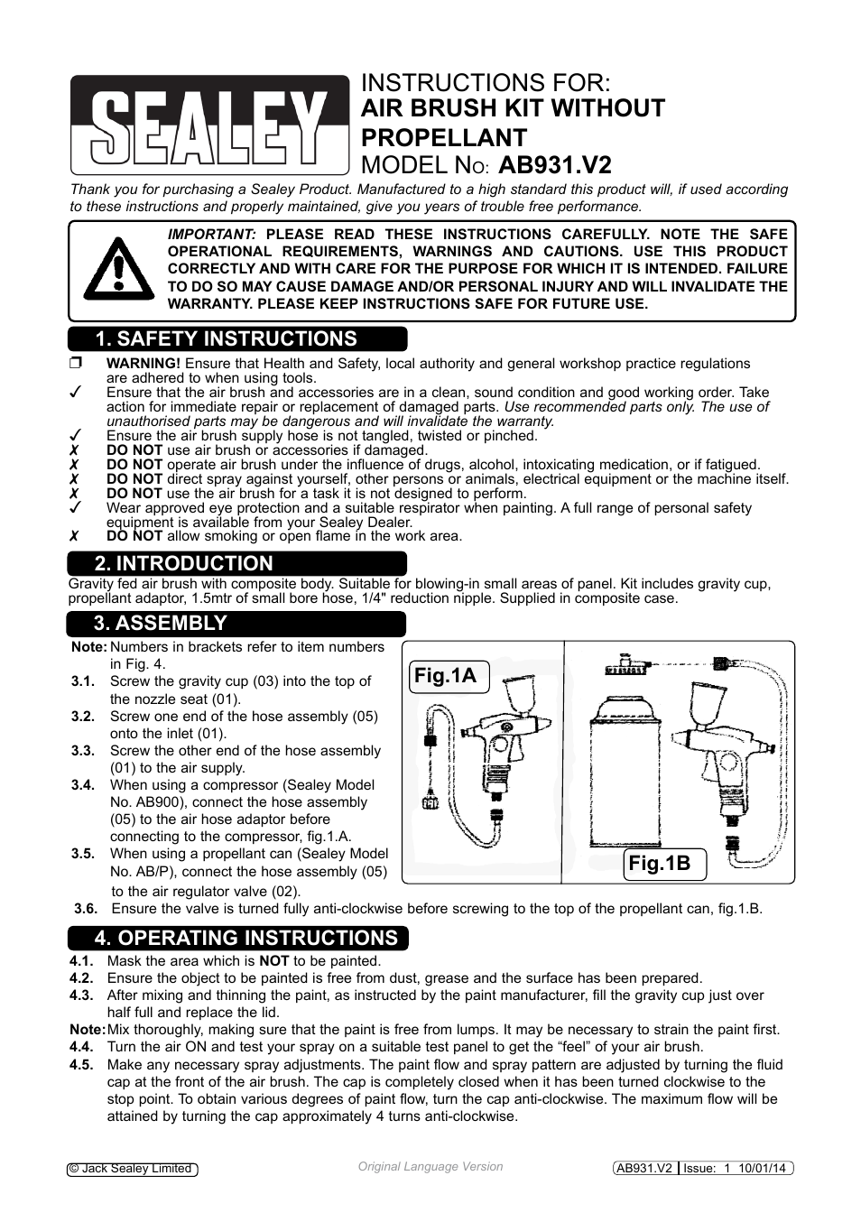 Sealey AB931 User Manual | 3 pages