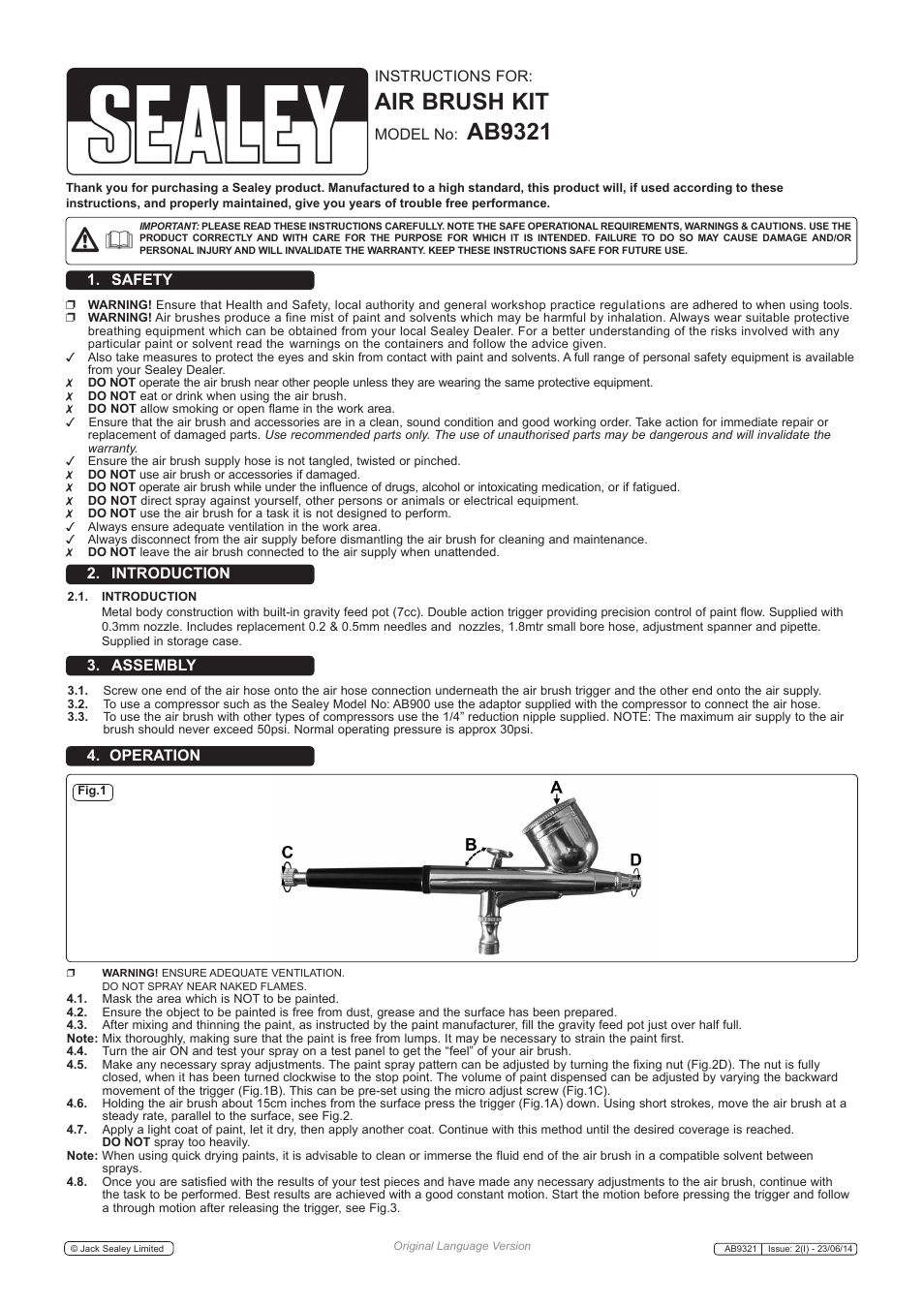 Sealey AB9321 User Manual | 2 pages