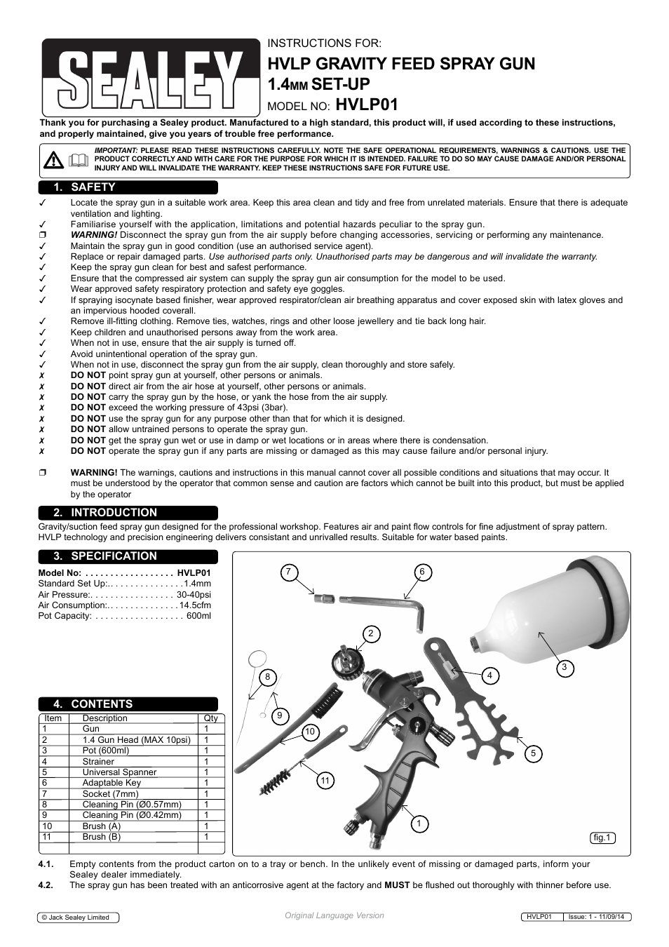 Sealey HVLP01 User Manual | 3 pages