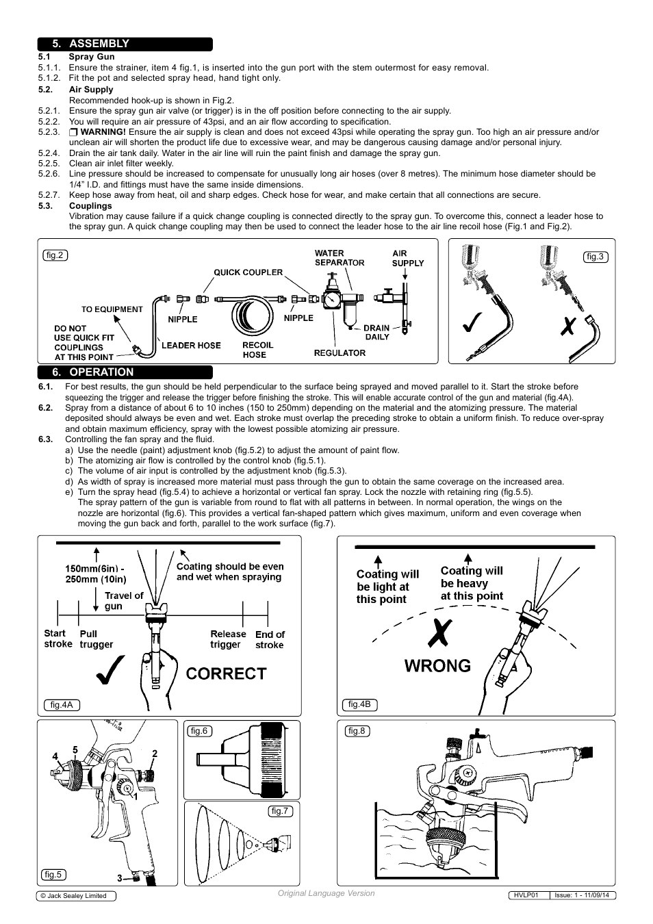 Assembly, Operation | Sealey HVLP01 User Manual | Page 2 / 3