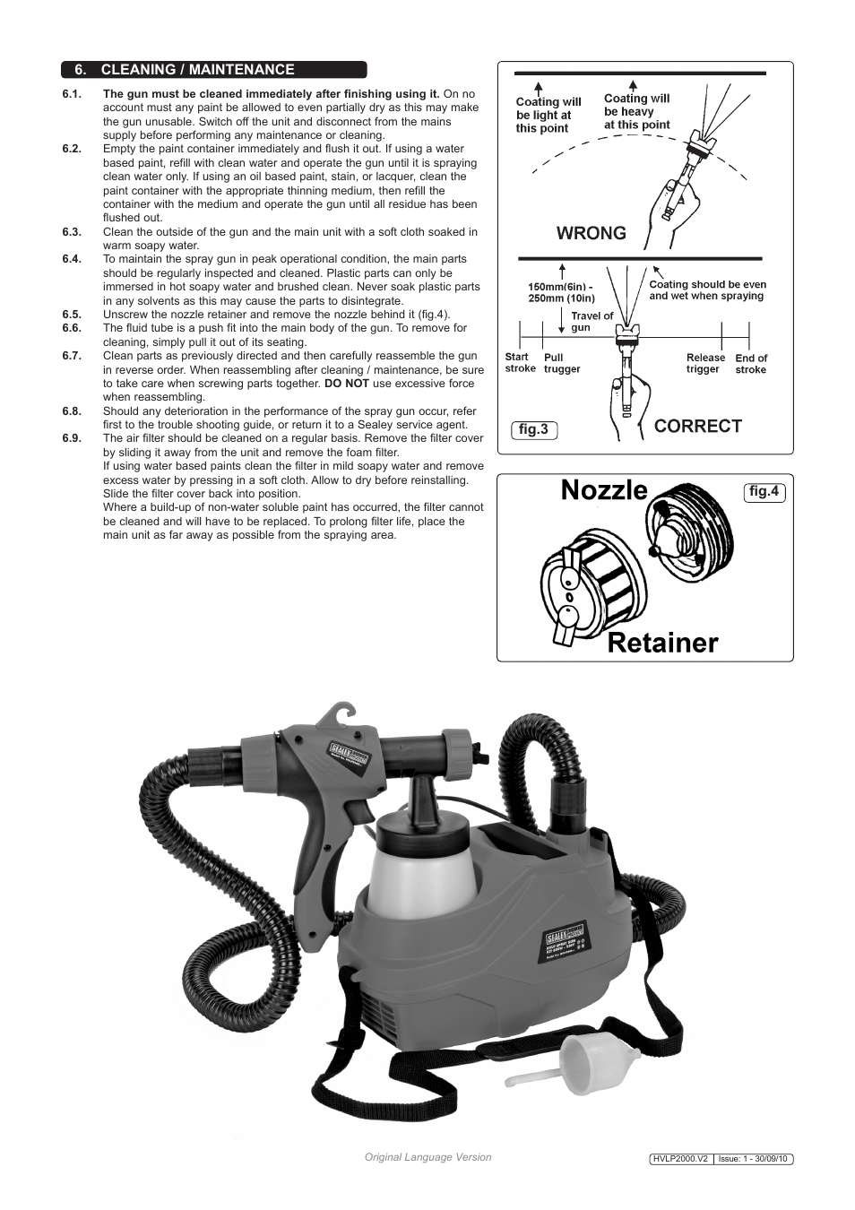 Cleaning / maintenance fig.3, Fig.4 | Sealey HVLP2000 User Manual | Page 3 / 4