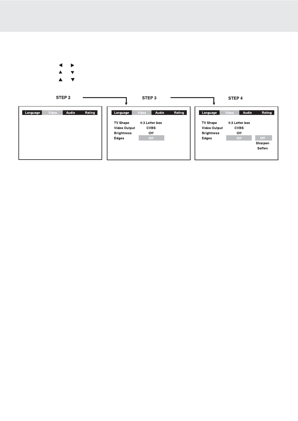 Customizing the function settings, Edges | Dolby Laboratories DVD/VCR Combo User Manual | Page 35 / 64