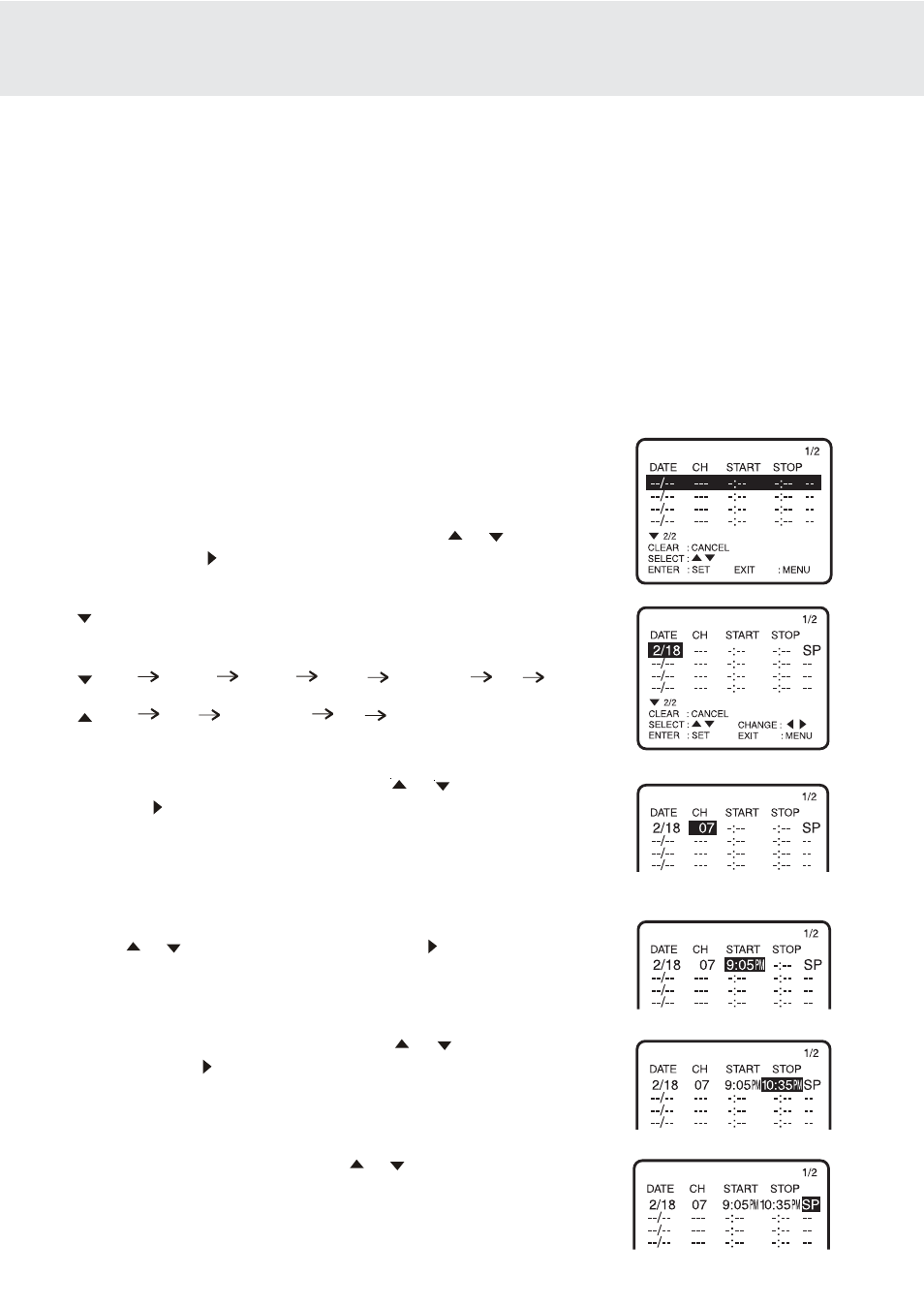 Vcr recording, Recording with the timer | Dolby Laboratories DVD/VCR Combo User Manual | Page 55 / 64