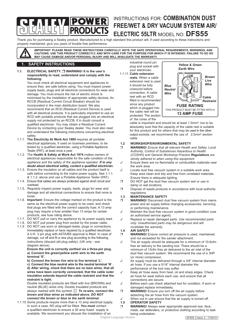 Sealey DFS55 User Manual | 5 pages