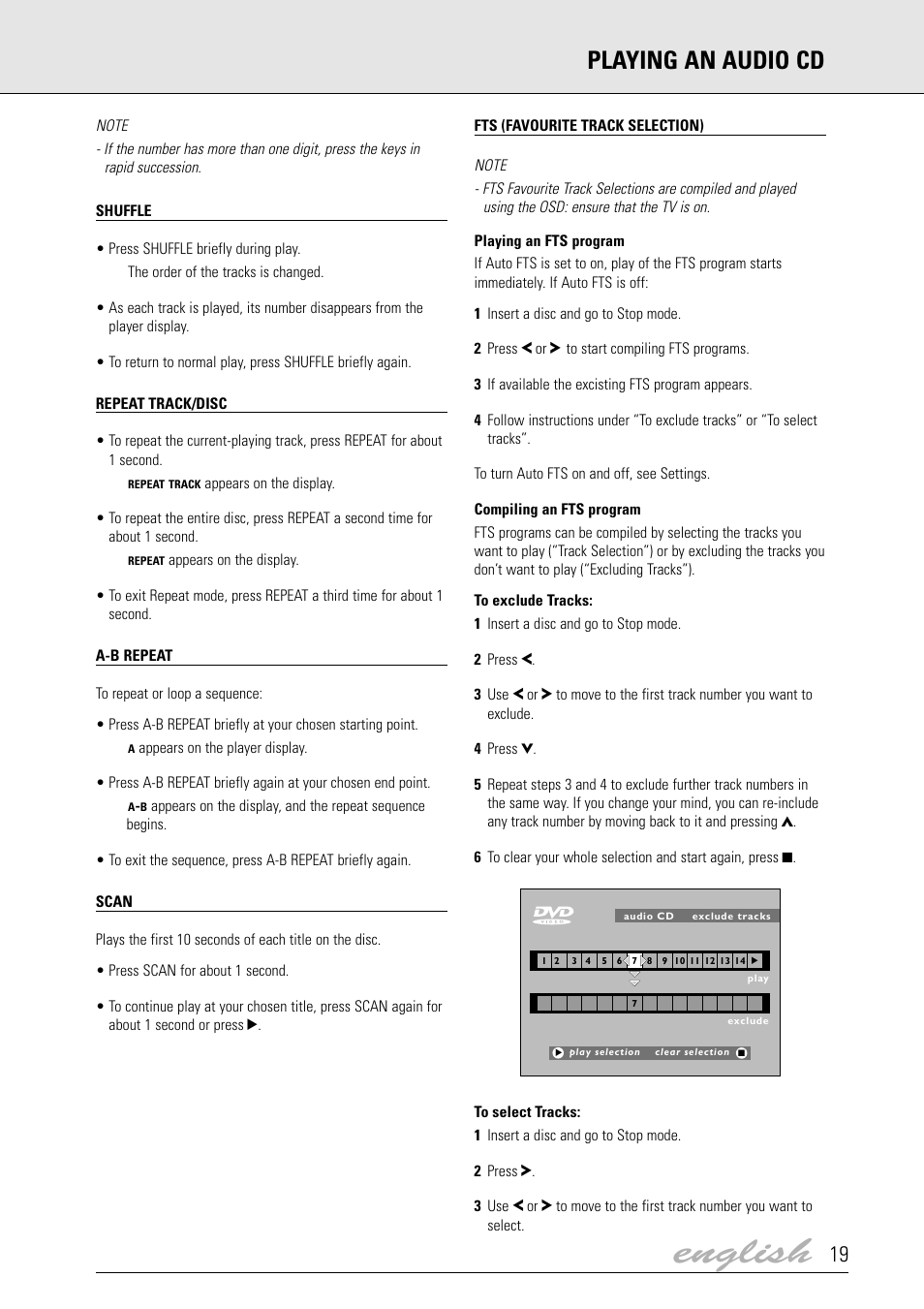 English, Playing an audio cd | Dolby Laboratories DVD Video User Manual | Page 15 / 20