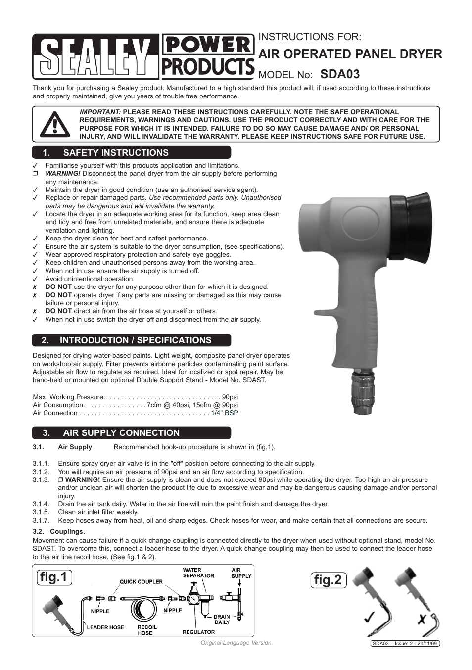 Sealey SDA03 User Manual | 2 pages