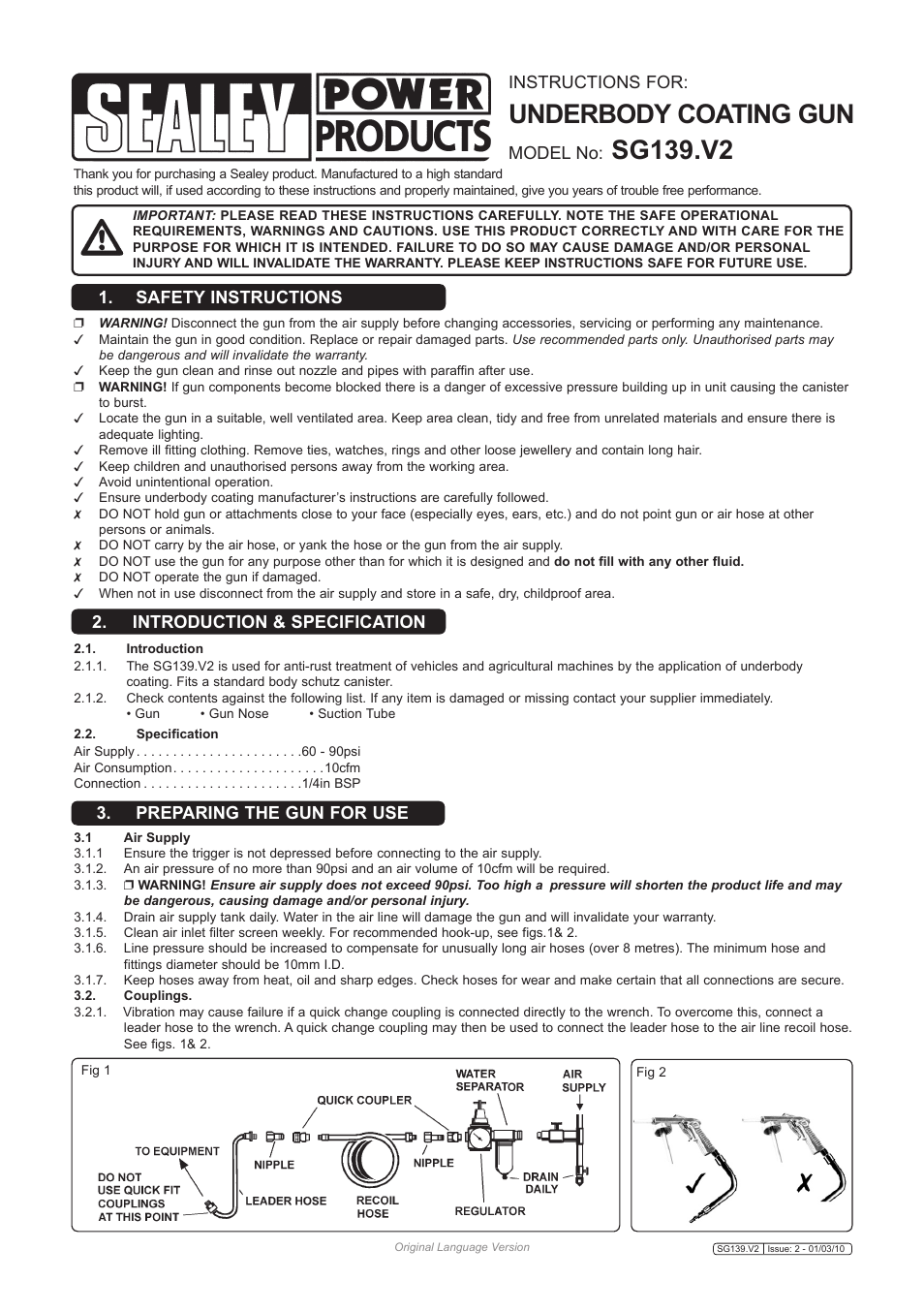 Sealey SG139 User Manual | 2 pages