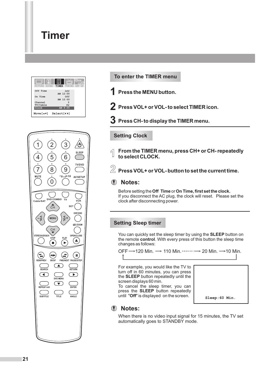 Timer | Dolby Laboratories DV2418 User Manual | Page 23 / 60