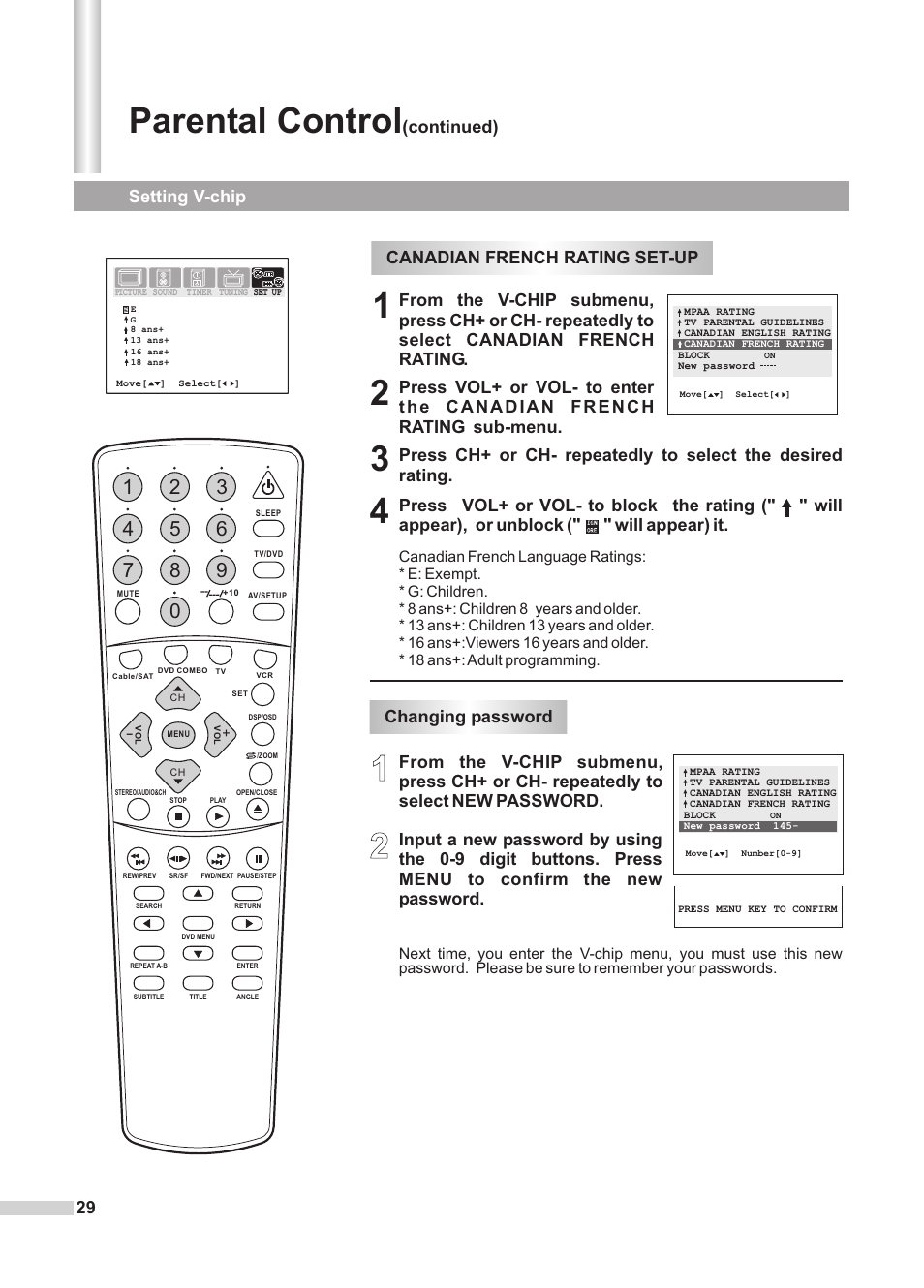 Parental control | Dolby Laboratories DV2418 User Manual | Page 31 / 60