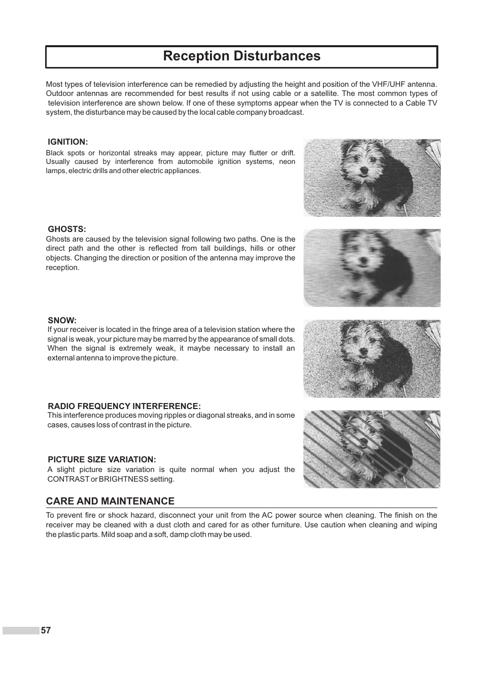 Reception disturbances | Dolby Laboratories DV2418 User Manual | Page 59 / 60