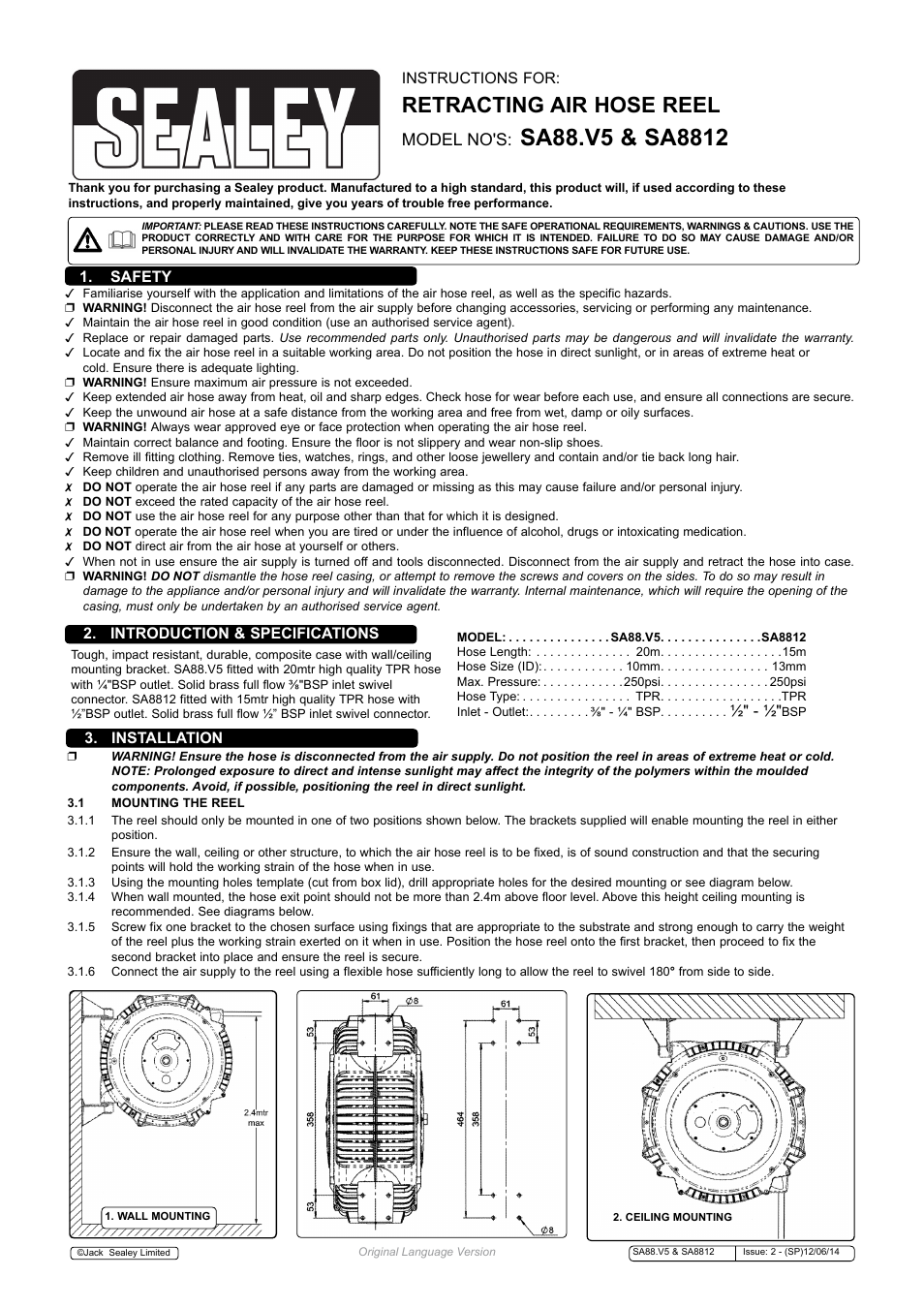 Sealey SA88 User Manual | 2 pages