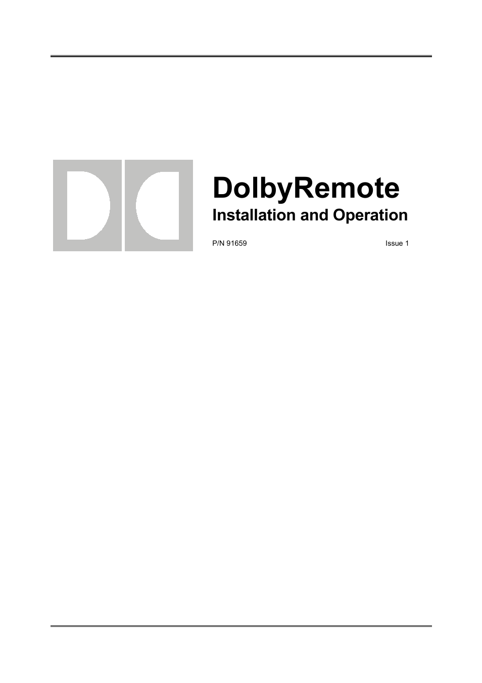 Dolby Laboratories P/N 91659 User Manual | 36 pages