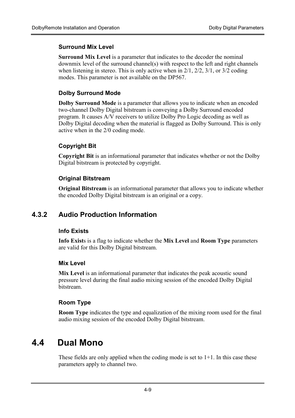 4 dual mono | Dolby Laboratories P/N 91659 User Manual | Page 25 / 36